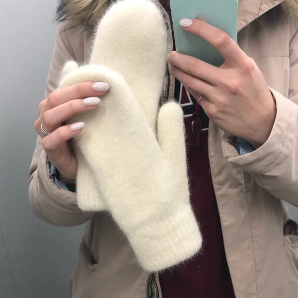 Vinter Varma Plys Handsker Elastiske Bløde Fuld Finger Lysegrå 21,5*7,5cm black