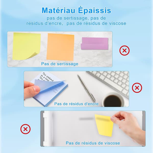 500 stk. Selvklæbende Memoblok Sæt Farver Super Sticky Notes Pastel 76mm X 76mm Kontorartikler Skrivemateriale til Studier