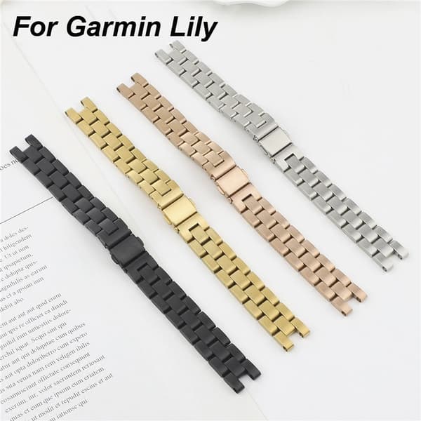 Velegnet til Garmin Lily mode dame rustfrit stål armbånd med rosaguld rem