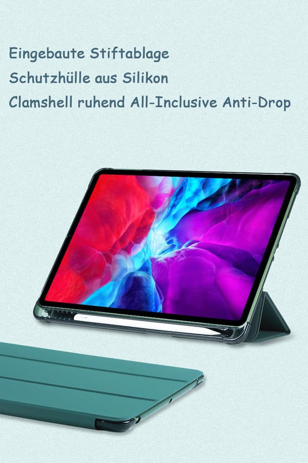 Fodral för iPad 9:e generationen 2021 / 8:e generationen 2020 / 7:e generationen 2019 10,2 tum med pennhållare, ultratunt lätt skyddsfodral med stativ
