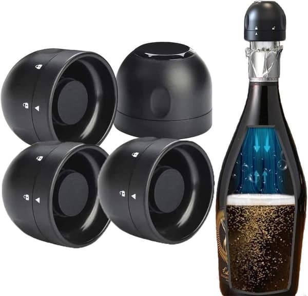 4-pack champagneproppar, återanvändbara mousserande vinproppar i låda, förseglade proppar