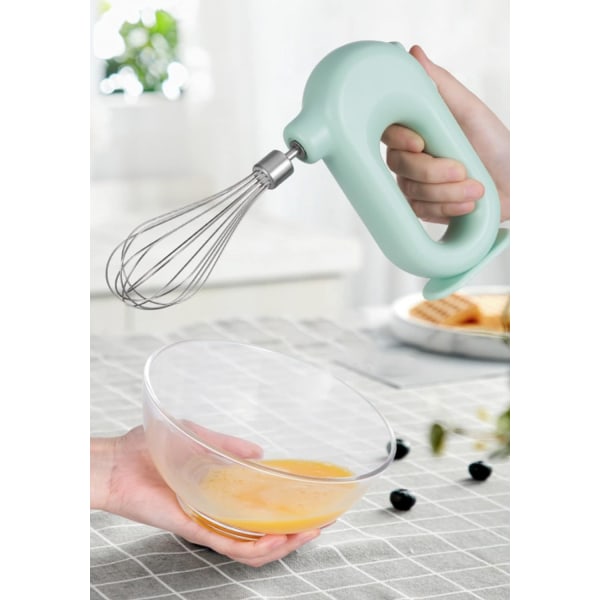 MINI Hushållssladdlös Elektrisk Handmixer, USB Laddningsbar Handhållen Äggvisp med 2 Avtagbara St