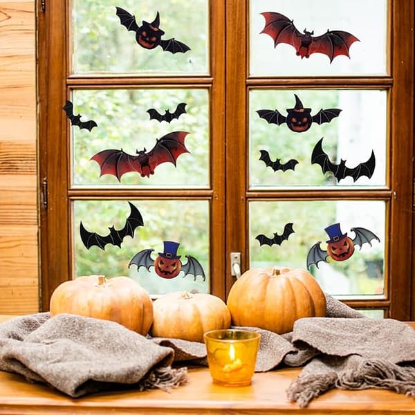 Vanntette klistremerker for Halloween-vegg- og vindusdekorasjoner, S