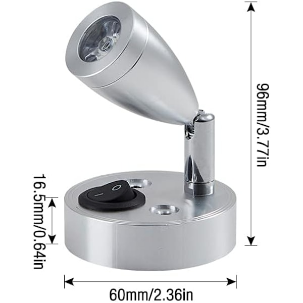12V LED-spotläslampa, RV-läslampa LED-interiör, 1W varmt ljus sängläsning