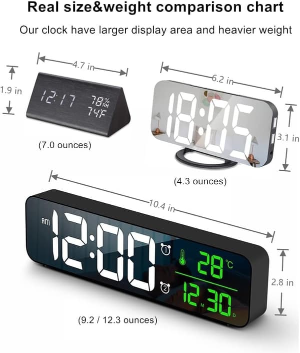 Digital klocka Stor display väckarklocka för vardagsrum kontor sovrumsdekoration LED elektronisk dat