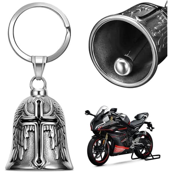 Happy Motorcycle Bell, Chrome Plated Motorcycle Bell Hook, for Motorcycle Accessories or Keychains