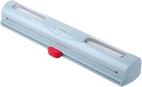 Magnetisk plastfolieskärare med dolt blad, giftfri ABS köksfoliedispenser - Blå