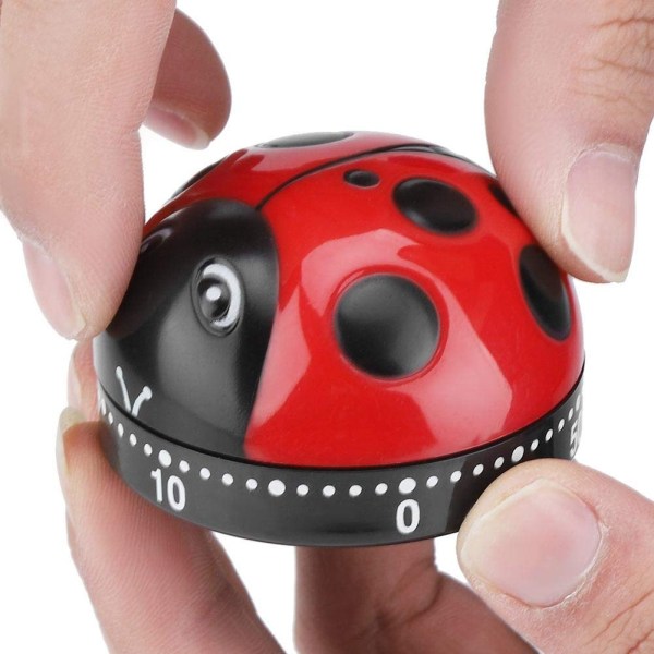 Söt nyckelpiga form kök timer 60 minuter timer med högt ring mekanisk uppdrag timer kök