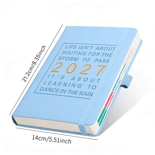 2027 Planner, with Monthly Tabs, PU Leather Hardcover Blue