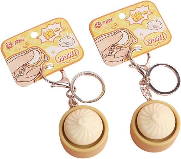 2 stk. Dumpling Fidget Legetøj Fidget Nøglering, Søde 3D-printede Sensoriske Kliklegetøj Mini Sensorisk Legetøj Angst- og Stresslindring til Voksne