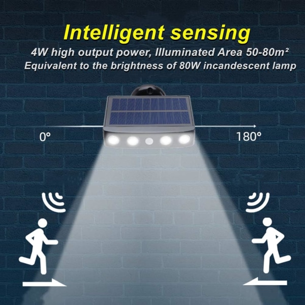 Solcellslampor utomhus, [2-pack] Rörelsesensor utomhus solcellslampor, 360° utomhus solcellsstrålkastare