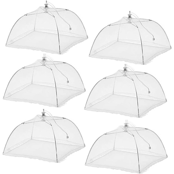 (6-pack) Stort Pop-Up Mesh-skärm Mat Tält Paraply, 17 tum, Återanvändbar och Hopfällbar Utomhus