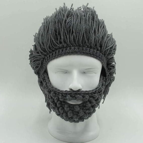 Perukskäggsmössa handstickad varm vintermössa skidmask rolig mössa för män och kvinnor, A