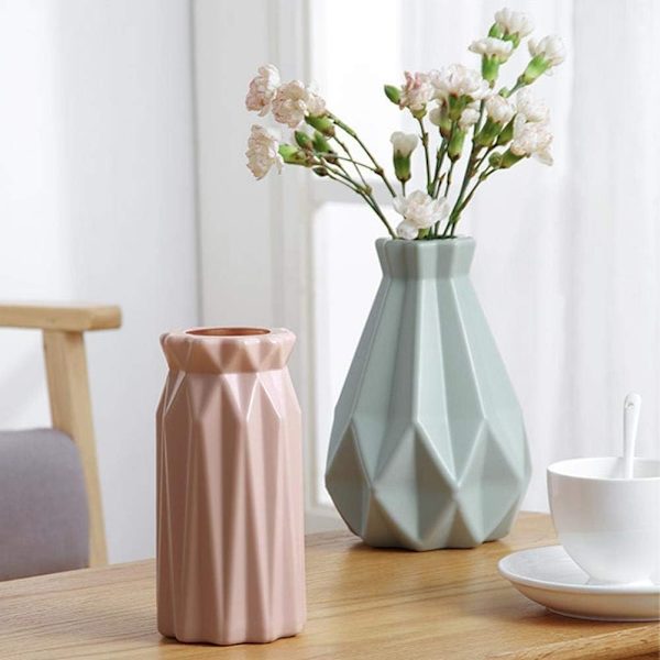 Grön plastblomvas, imitation keramik blomkruka, blomsterarrangemang vaser blomvas dekoration