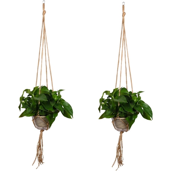Hängande repkruka växtkruka hållare för inomhus utomhus dekorationer (122 cm) 2-pack
