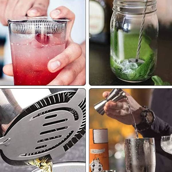Cocktail Shaker Sæt - Rustfrit stål Sølv 5 dele