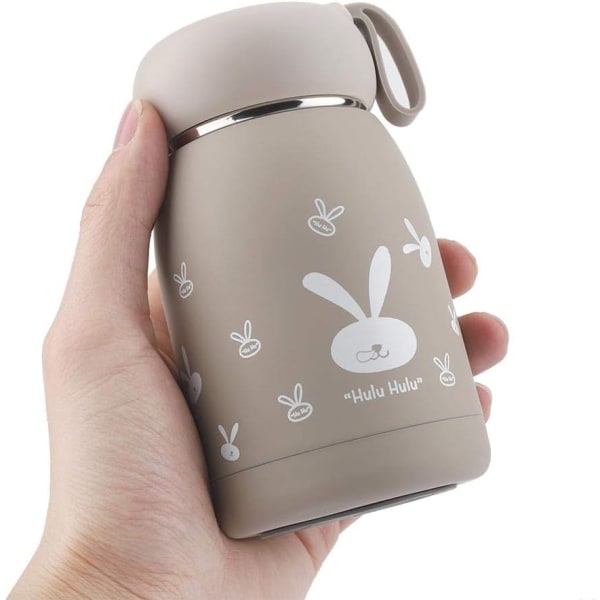 Barnens Vattenflaska, Rostfritt Stål Kaffe Resmugg Med Söt Mönster, 11.3 oz (Brun)
