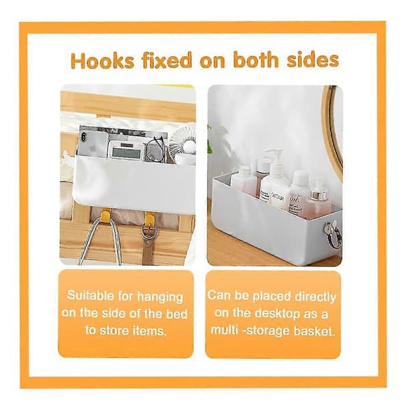 Plastic Bedside Storage Basket, Dorm Bunk Bed Holder, Bed Organizer Caddy, Hanging Bed Storage Accessories with Removable - S