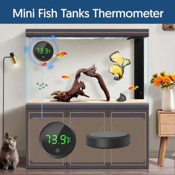 Digitale termometre til akvarium, nøjagtig temperatursensor, selvklæbende måleværktøj til akvarier White Centigrade