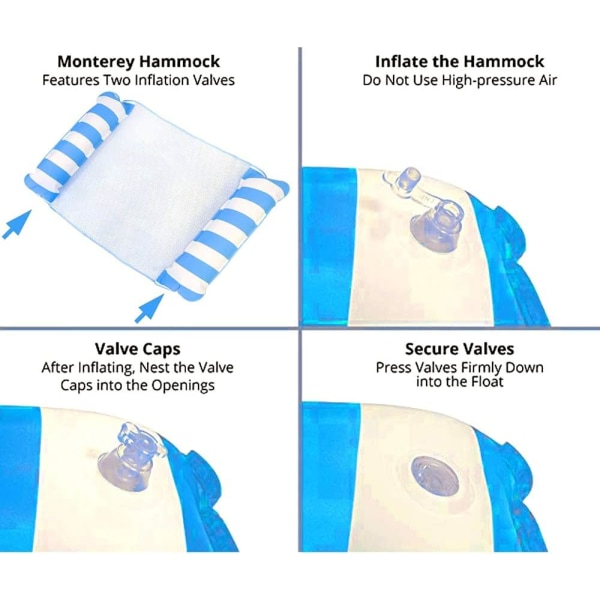 Poolhängmatta, 2-delad flytande hängmatta uppblåsbar vilstol flytande säng 4 i 1 bärbar hopfällbar Fl