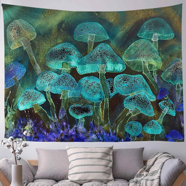 Psykedelisk svamp trippy gobeläng, väggbonad stjärnhimmel estetiska gobelänger svart