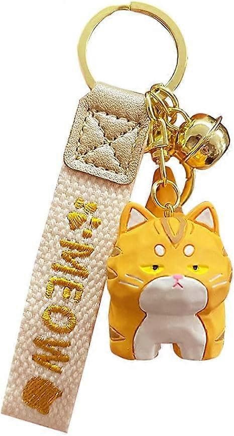 Sød Kawaii Træskulptur Lykkekat Kitty Nøglering Nøglekæde - Leopardkatmodel