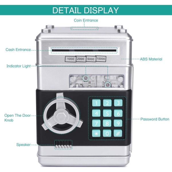 2024 Ny elektronisk spargris för barn Kontantmynt Cartoon ATM Pengar Sparare Myntbank för barn med lösenord