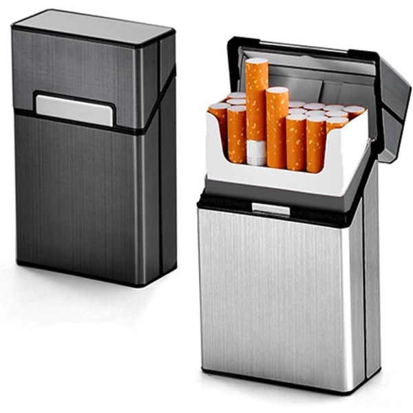 2024 Lämpliga 2-pack cigarettfodral, case i aluminium Flip rymmer 20 cigaretter, män och kvinnor