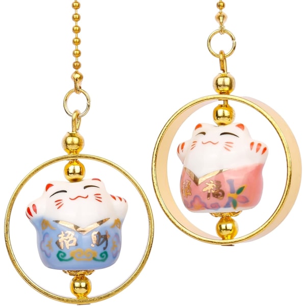 Lycklig katt bil charm porslin figur hängande hänge (blå & rosa) söt lycklig katt bilhänge bil