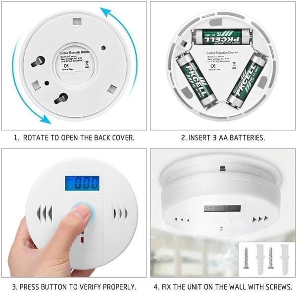 Kolmonoxidlarm med LCD-display, elektrooptisk sensor, 85dB högt larm, LED-blixt, bärbar hemsäkerhet, batteridriven