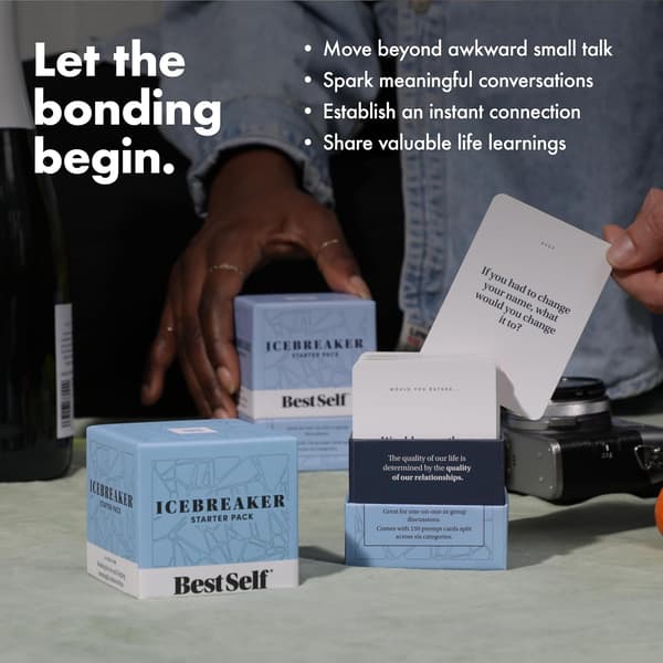 BestSelf Icebreaker Deck - Engasjerende isbryterspill med 150 samtalestartere, kvalitets-samtalekort-A