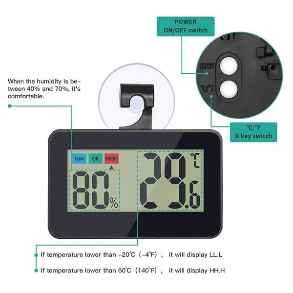 Reptiltermometer Hygrometer Reptilglasbehållare Termometer Hygrometer Digital