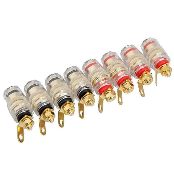 8 stk 4mm Forsterker Høyttalerterminal Koblingsplint Bananplugg Jack
