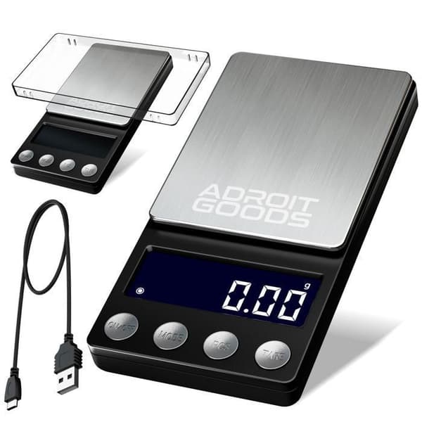 Mini Rechargeable Digital Precision Kitchen Scale - 0.01 to 200 Grams Black