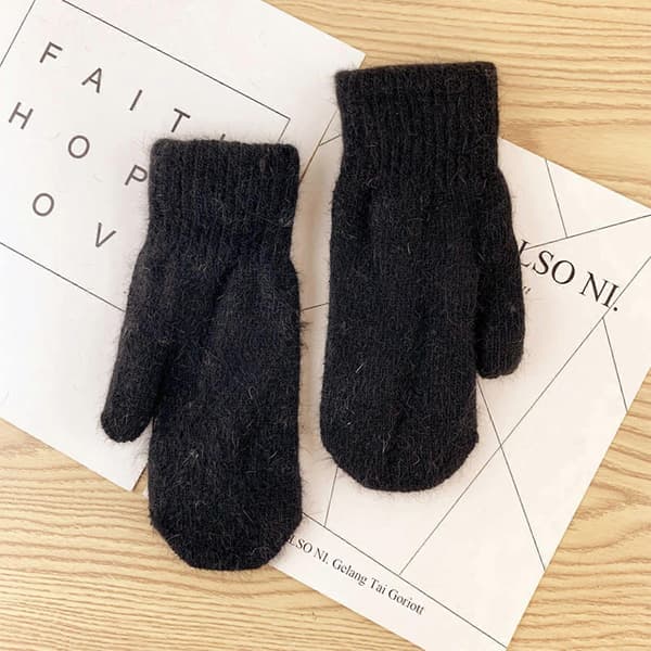 Dam Enfärgad Hel Fingerhandskar Tjockt Fleece Foder Stretchig K...