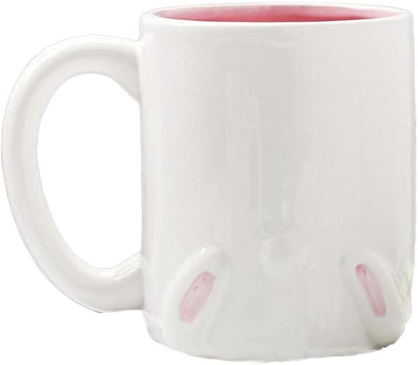 Rosa keramisk kaffemugg med 3D-kanindesign, söt påskpresent för barn, 400 ml