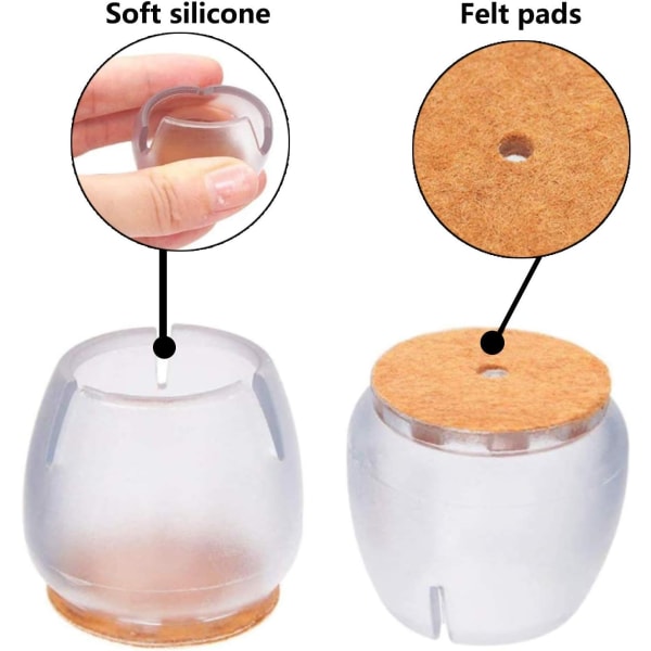 2024 Passande Silikon Stolskydd för Skyddande Bord, Halkfria Ben, Repskydd, med Filtstolsdynor, Stolskydd för att Skydda Golv (35 Stycken)