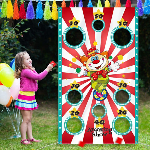 2025 Ny Carnival Clown Toss Spel Banner med Bönpåsar för Barn och Vuxna i Karnevalsfestaktiviteter
