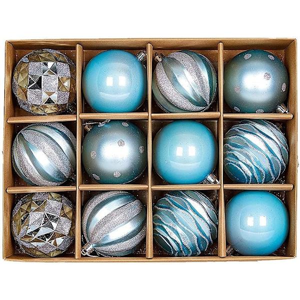 Julgranskulor Julgranskulor Set 6Cm12Pcs Plast Julpläteringskula Julgran Liten Hänge Lake Blue