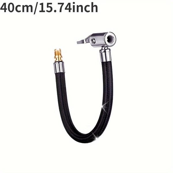 Däckluftspåfyllningskit - Universal Twist-On Luftchuck, Låsande Däckventil, Förlängningsslang, Uppblåsbar Pump och Adapter - för Cykel, 40cm
