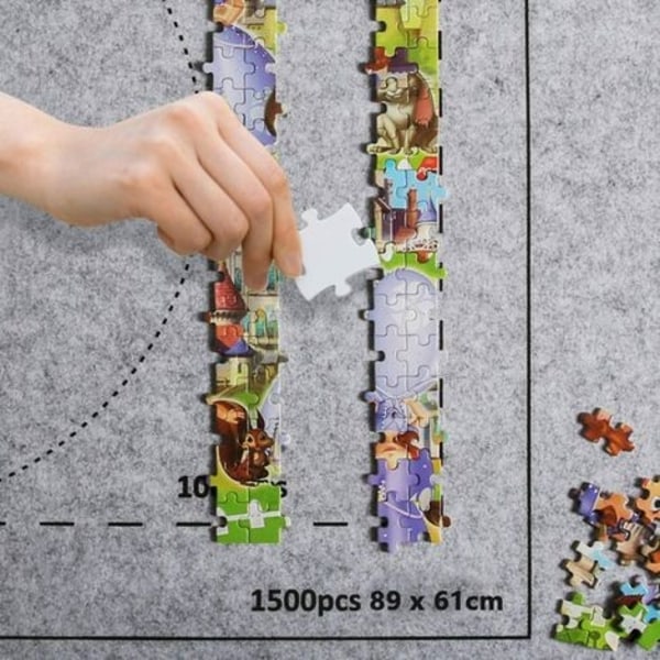 2024 Lämplig 80X118cm pusselmatta, grå hoprullningsbar filtfilt för upp till 2000 pusselbitar med bärbar förvaringsväska