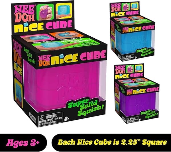 Schylling NeeDoh Nice Cube - Sensorinen puristuslelu erittäin kiinteällä puristuksella 3pc(complete set)