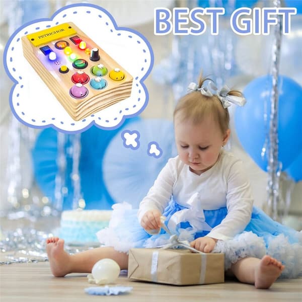 Montessori Activity Board Wooden LED Light Switch Activity Board Toy