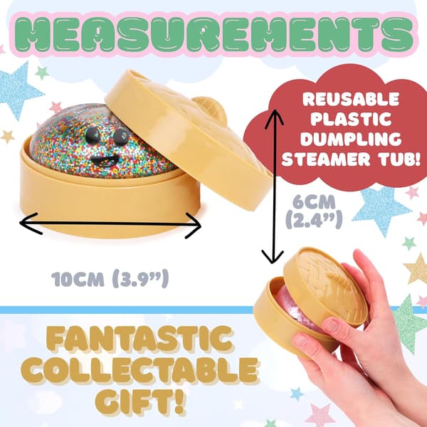 Toyland® Regnbueglitrende Squishy Bao Dumpling Sensorisk Fidgetleke med Plast Dampboks - Klemmeleker for Barn - Alder 3+ Shiny Green