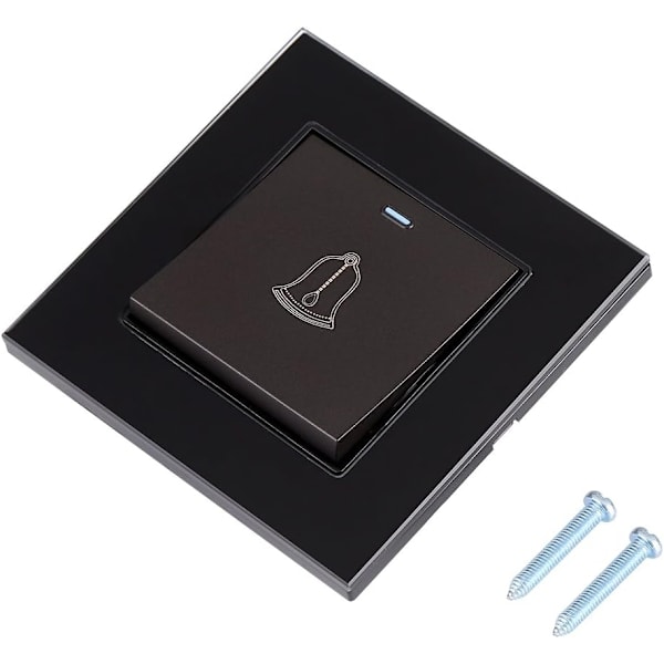 Utomhus dörrklocka knapp, 220~250V härdat glas panel dörrklocka switch vattentät dörrklocka knapp