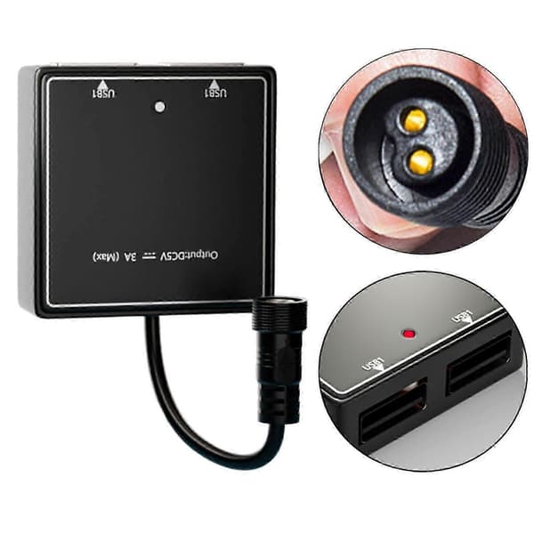 Solar Spänningsstabilisator Solpanel Batteriladdningsregulator Snabb Laddning Hem 2 USB Svart Utomhus 5V3A Solpanelregulator