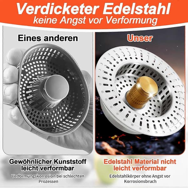 Universal afløbssi 3-i-1 PopUp, rustfrit stål, passer til 76-81 mm hul, dybde > 40 mm