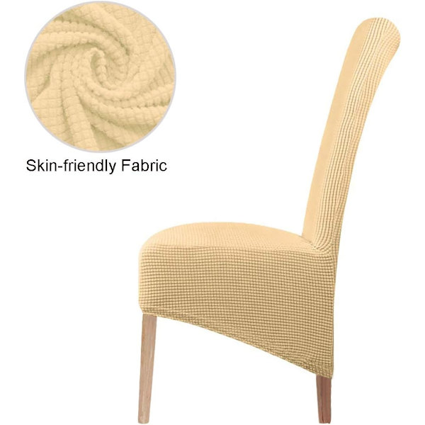 Stor stretch Jacquard matstolöverdrag (Beige, 2 stycken)