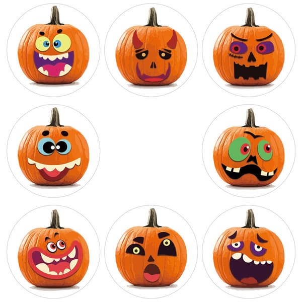 Halloween Stickers with Pumpkins 1 Roll/500 pcs Orange