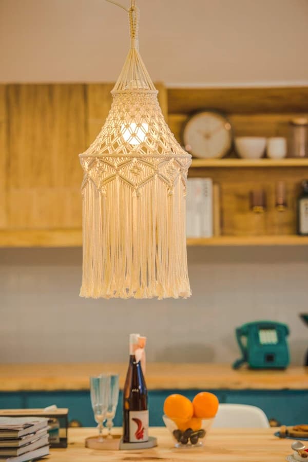 Macrame Lamp Shade Boho Hängande Pendel Ljusöverdrag Modern Kontor Sovrum Vardagsrum Barnkammare